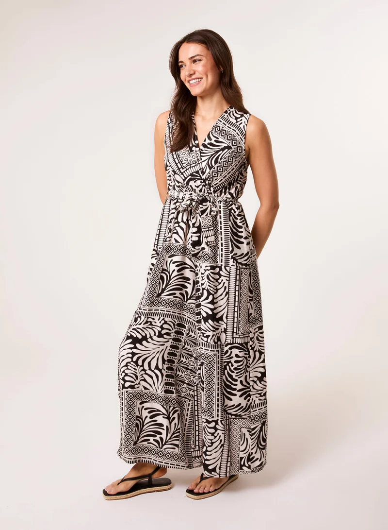 Blue Vanilla  Sleeveless Leaf Print Jumpsuit for Women | Best Price UAE